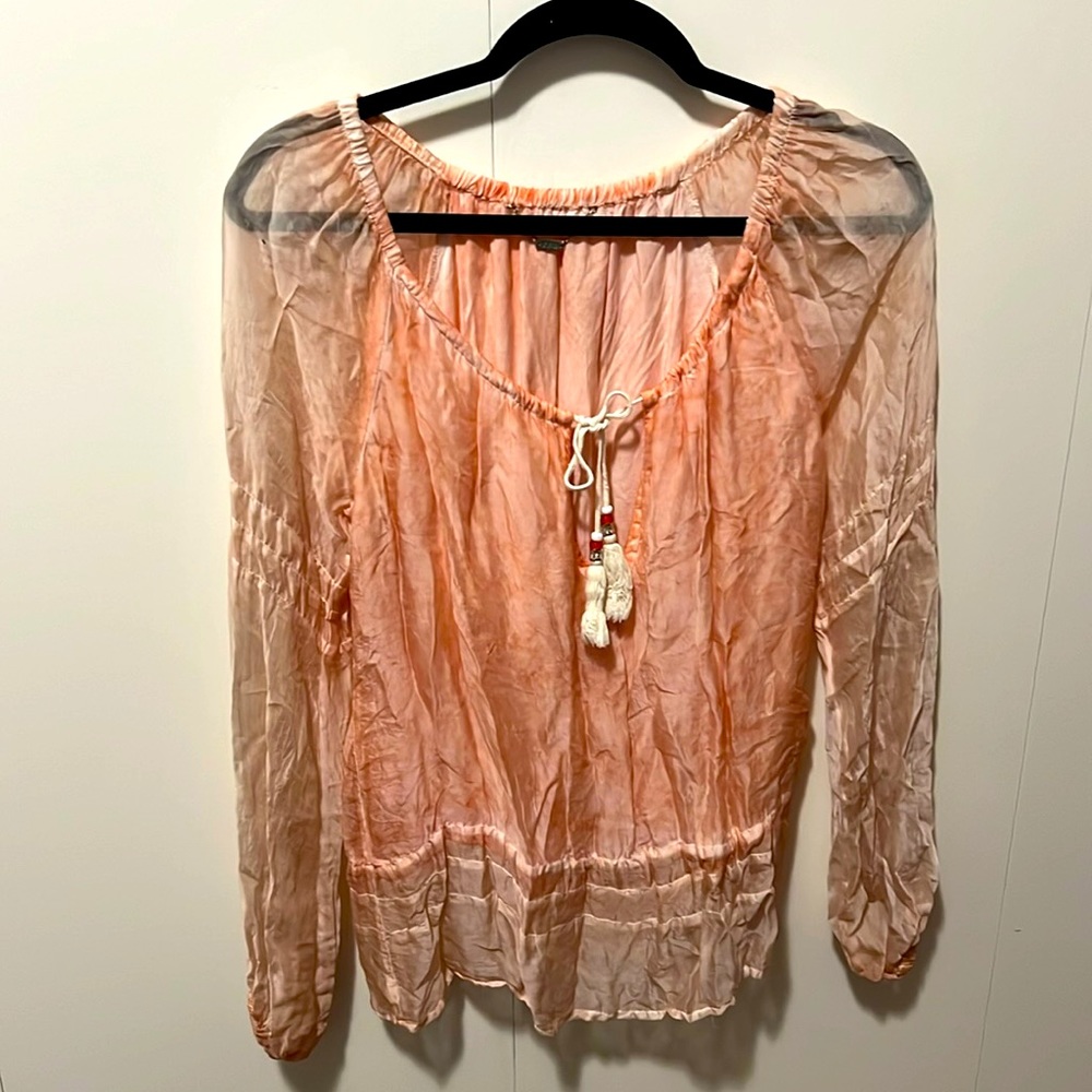 Young Fabulous and Broke Silky Tie Front Top Sz S